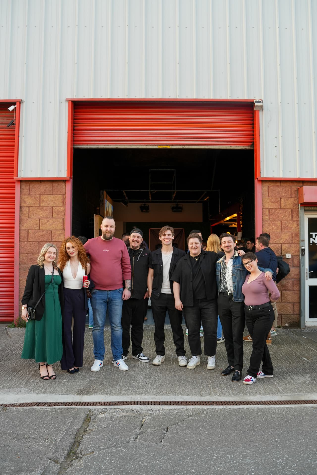 The Last Echo team outside the studio on premiere night
